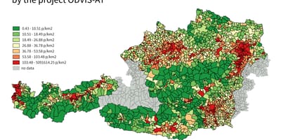 Austurríki íbúafjölda kort