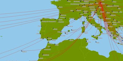 Austurrísku flugfélög flug kort